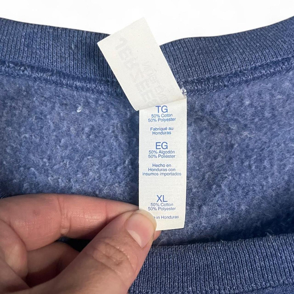 Jerzees Cat Cozy Graphic Sweater Oversized Blue Jersey Crewneck Extra Large - Picture 4 of 7